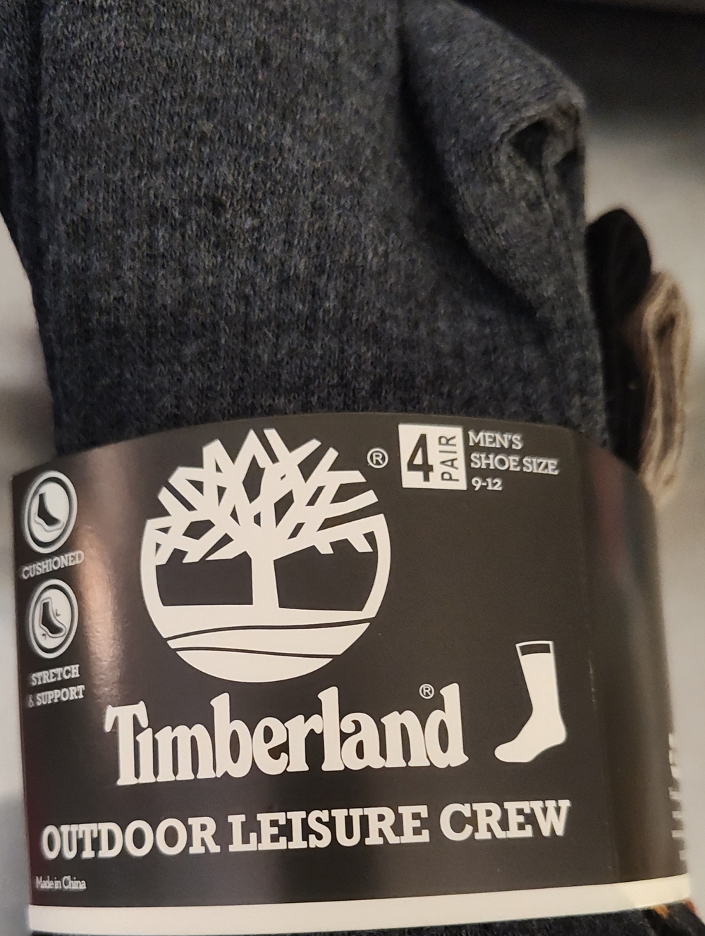 Timberland Men's Crew Socks in Dark Gray - 4 Pack